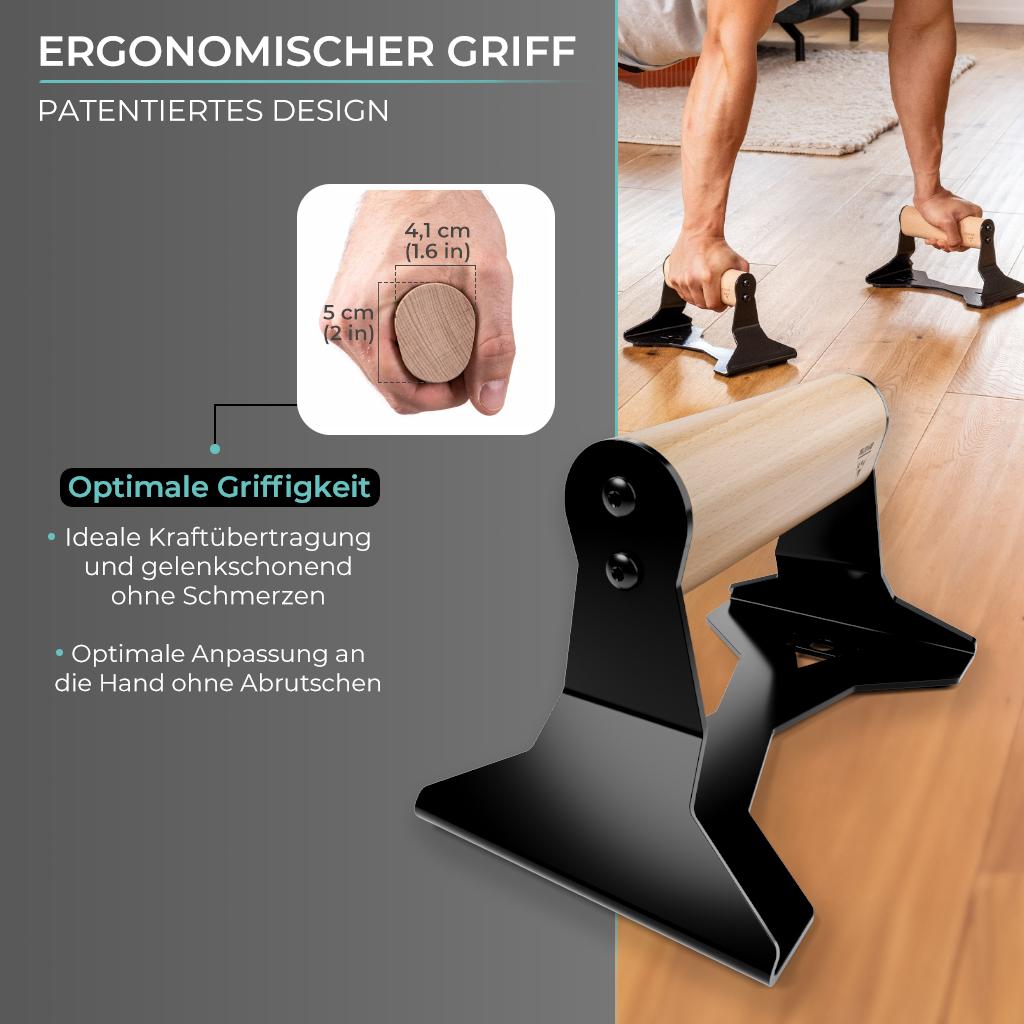 Liegestützgriffe aus Holz mit ergonomischem Griff