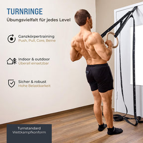 Turnringe aus Holz inkl. Beutel, Gurten und Türanker