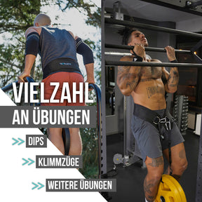 Dip Gürtel mit Kette, 3 Karabinern und einzigartigen Klappen