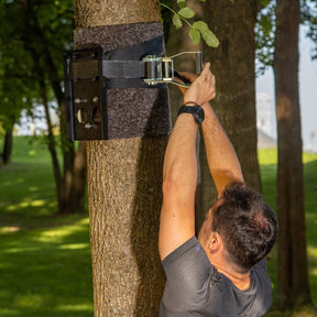 Schutzmatte und Spanngurt für Befestigung an Baum/Pfosten