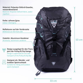 Sportrucksack 35L für Zubehör und Pullup & Dip Stange