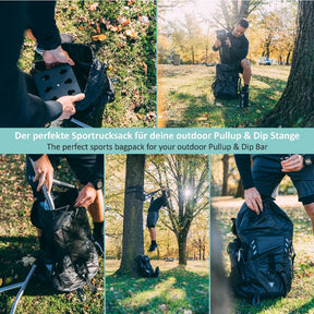 Sportrucksack 35L für Zubehör und Pullup & Dip Stange