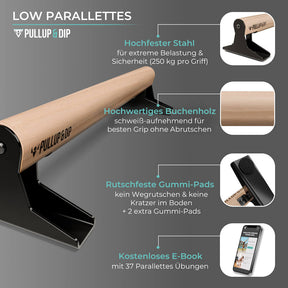 Holz Parallettes mit ergonomischem Holzgriff