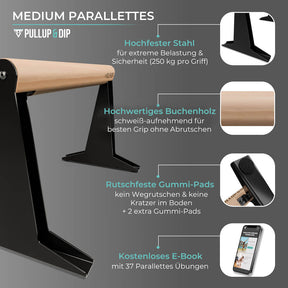 Holz Parallettes mit ergonomischem Holzgriff