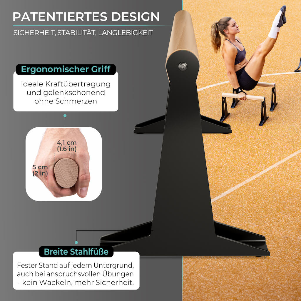 Holz Parallettes mit ergonomischem Holzgriff